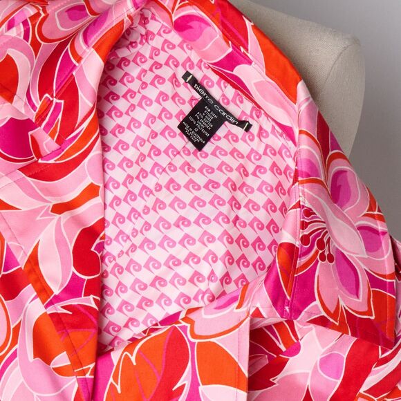 Pierre Cardin Jacket 12 Mod 60s 70s Retro Floral Belted Statement Groovy Artsy - Picture 5 of 14